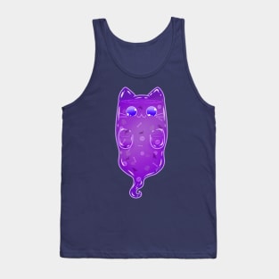 Purple Ghost Kitty with Graveyard Confetti Tank Top